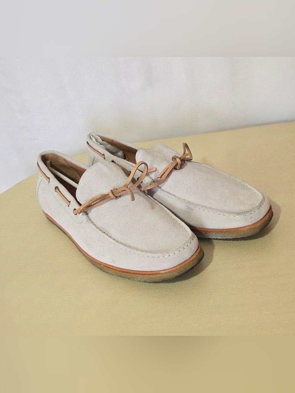New Republic Off-White Flynn Suede Moccasins - Boat Shoe - Casual Loafers - Rela